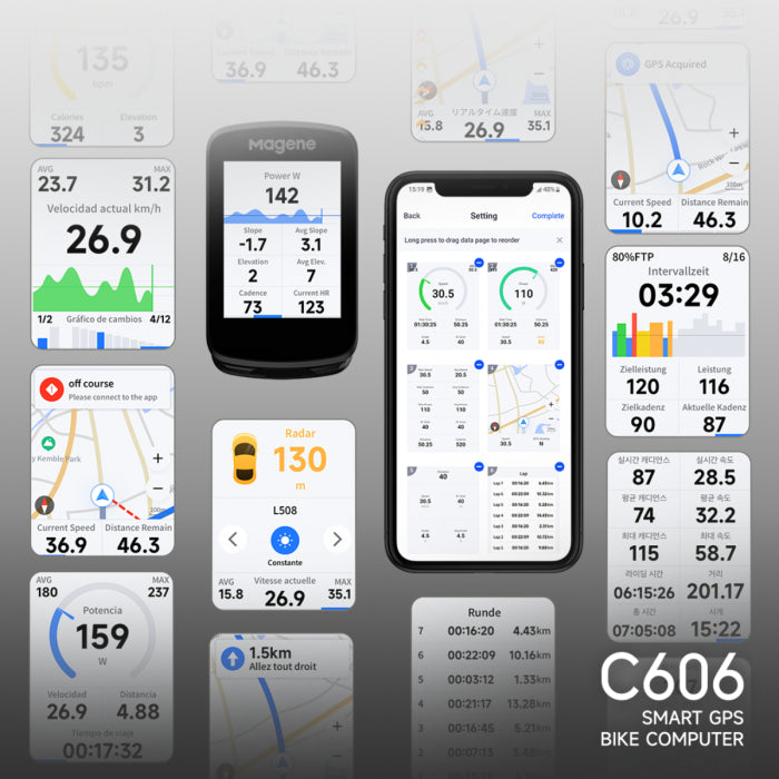 Magene C606 Smart GPS Bike Computer with 2.8" Color Touchscreen, WiFi & Bluetooth Connectivity, Advanced Navigation & ClimbPro